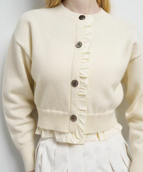 LANVIN en Bleu / ランバン オン ブルー カーディガン・ボレロ | タフタトリムニットカーディガン | 詳細8