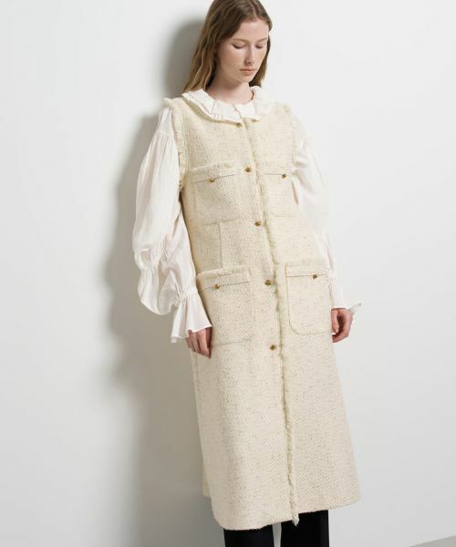 LANVIN en Bleu / ランバン オン ブルー ドレス | ツイードジレワンピース（オフホワイト）