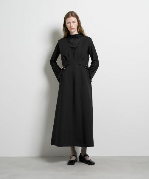 LANVIN en Bleu / ランバン オン ブルー ドレス | ダブルクロスジャンバースカート | 詳細8