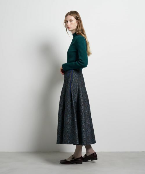 LANVIN en Bleu / ランバン オン ブルー ロング・マキシ丈スカート | ペイズリージャガードタックスカート | 詳細10