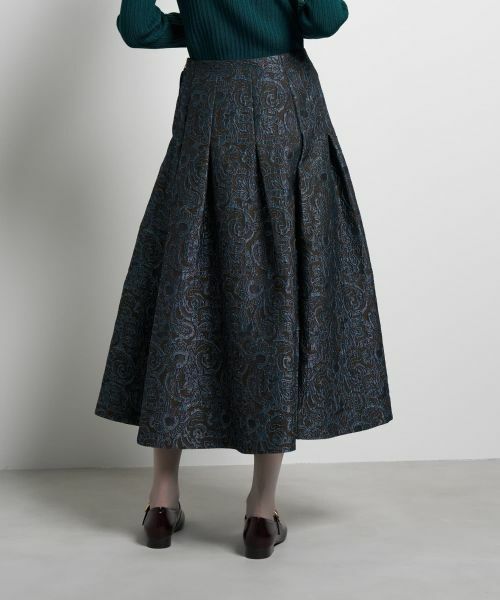 LANVIN en Bleu / ランバン オン ブルー ロング・マキシ丈スカート | ペイズリージャガードタックスカート | 詳細14