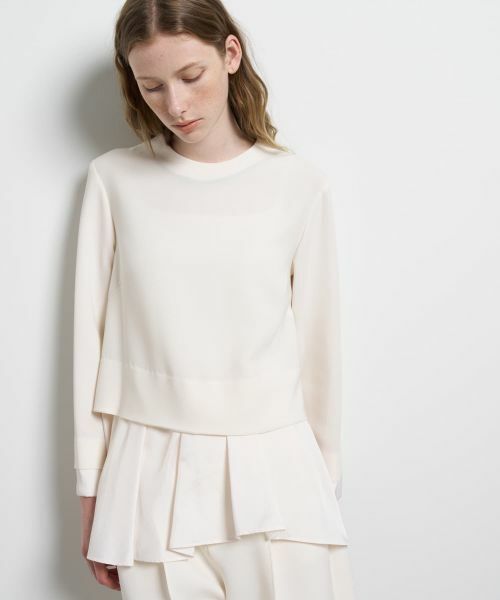 LANVIN en Bleu / ランバン オン ブルー シャツ・ブラウス | トリアセテートコンビブラウス（オフホワイト）