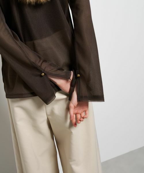 LANVIN en Bleu / ランバン オン ブルー Tシャツ | シアートリコットフレアスリーブカットソー | 詳細8