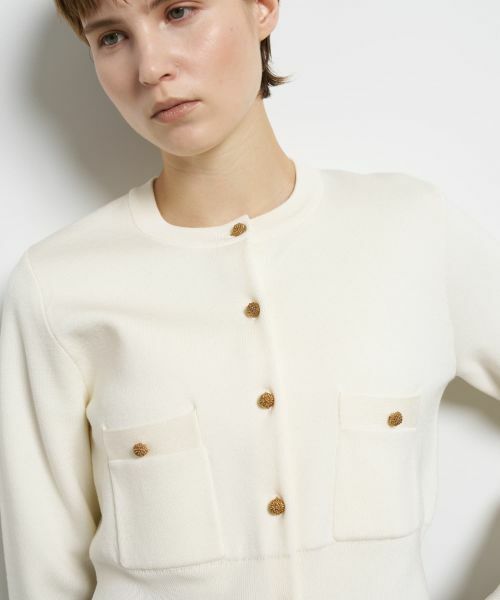 LANVIN en Bleu / ランバン オン ブルー カーディガン・ボレロ | ダブルフェイスショートカーディガン（オフホワイト）