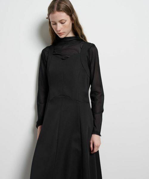 LANVIN en Bleu / ランバン オン ブルー ドレス | マットサテンフレアワンピース | 詳細11