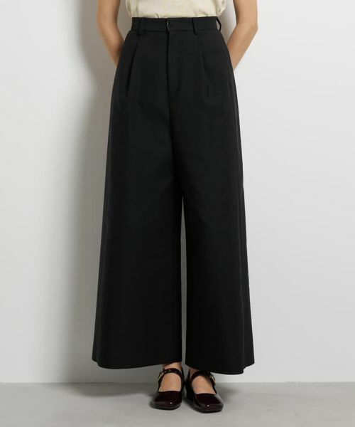 LANVIN en Bleu / ランバン オン ブルー その他パンツ | コットンギャバワイドパンツ（ブラック）