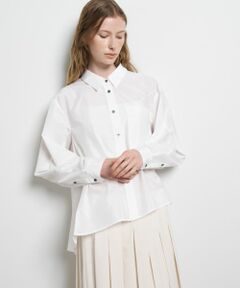 LANVIN en Bleu / ランバン オン ブルー シャツ・ブラウス | シルキータイプライターフレアシャツ