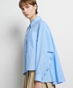 LANVIN en Bleu / ランバン オン ブルー シャツ・ブラウス | シルキータイプライターフレアシャツ
