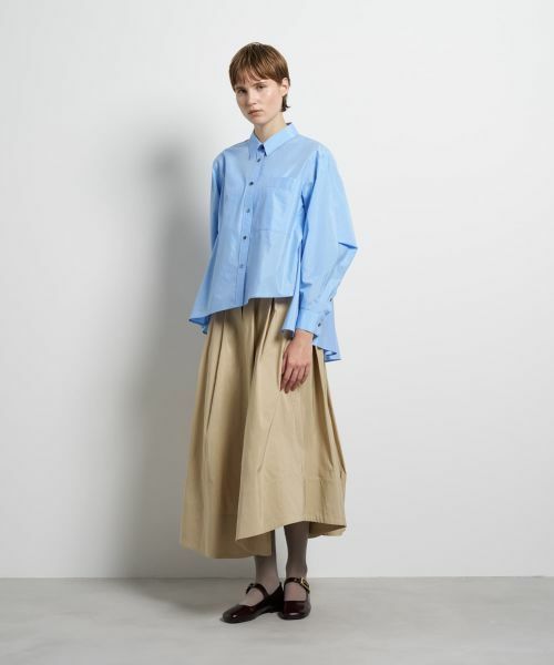 LANVIN en Bleu / ランバン オン ブルー シャツ・ブラウス | シルキータイプライターフレアシャツ | 詳細1