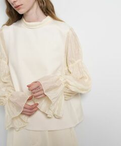 LANVIN en Bleu / ランバン オン ブルー Tシャツ | ギャザースリーブコンビカットソー