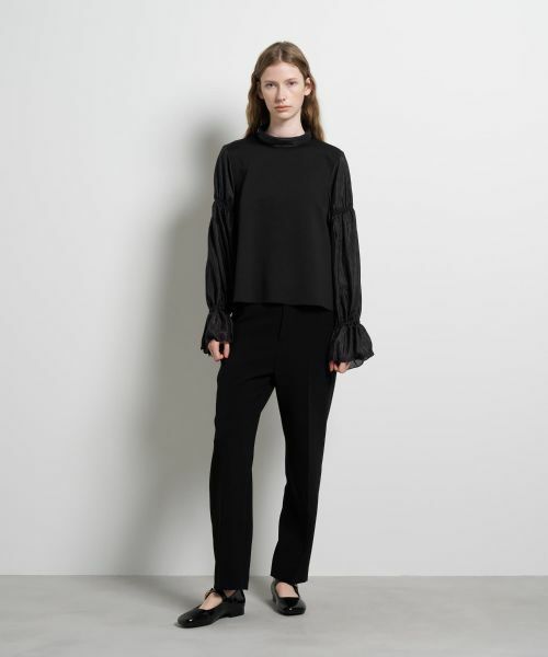 LANVIN en Bleu / ランバン オン ブルー Tシャツ | ギャザースリーブコンビカットソー | 詳細10