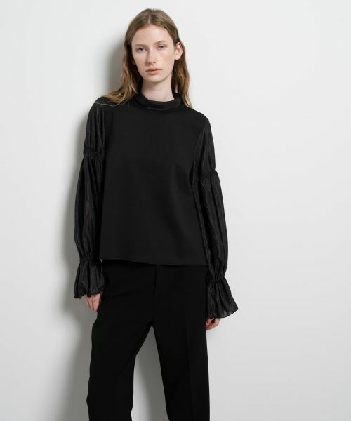 LANVIN en Bleu / ランバン オン ブルー Tシャツ | ギャザースリーブコンビカットソー | 詳細13