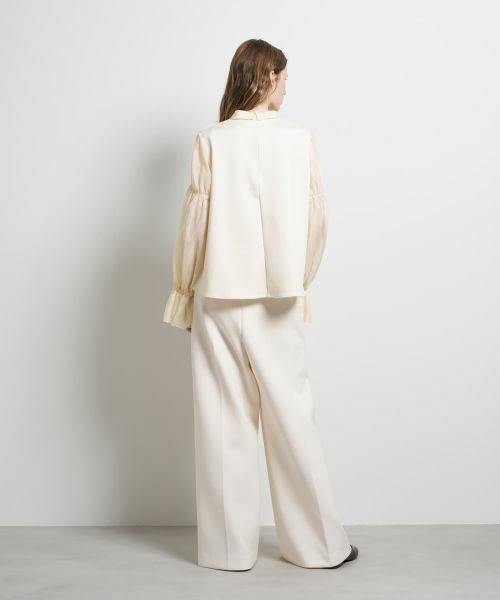 LANVIN en Bleu / ランバン オン ブルー Tシャツ | ギャザースリーブコンビカットソー | 詳細3