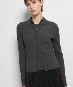 LANVIN en Bleu / ランバン オン ブルー カーディガン・ボレロ | ラメジップアップリブニット