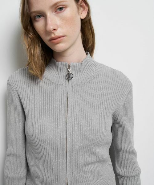 LANVIN en Bleu / ランバン オン ブルー カーディガン・ボレロ | ラメジップアップリブニット | 詳細7