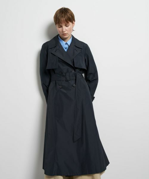 LANVIN en Bleu / ランバン オン ブルー その他アウター | シルクシャンブレータフタトレンチコート（ネイビー）