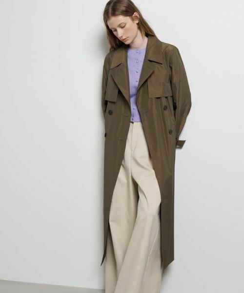 LANVIN en Bleu / ランバン オン ブルー その他アウター | シルクシャンブレータフタトレンチコート（キャメル）