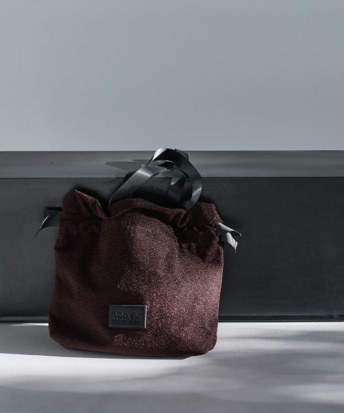 LANVIN en Bleu / ランバン オン ブルー その他小物 | ラメグログランギャザーバッグ（ブラウン）