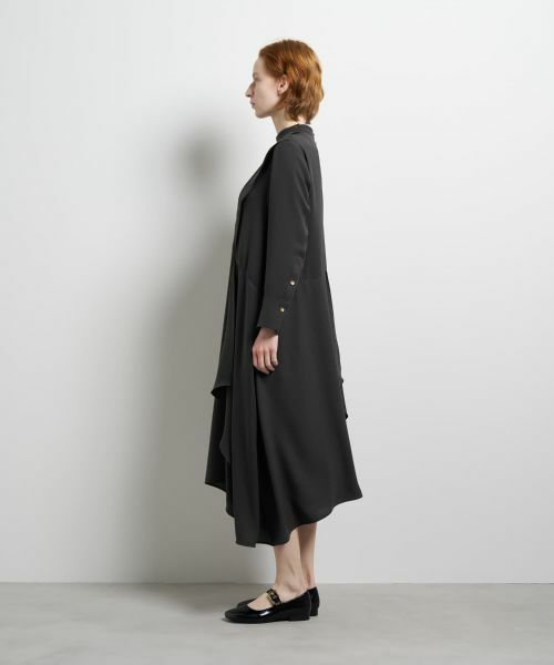 LANVIN en Bleu / ランバン オン ブルー シャツ・ブラウス | シルキーツイルドレープシャツワンピース | 詳細12