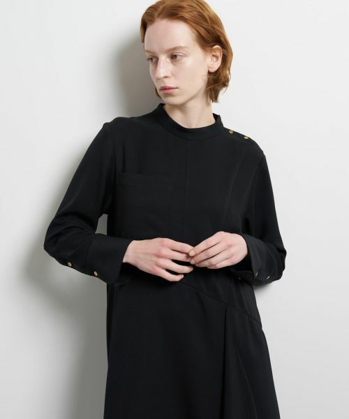 LANVIN en Bleu / ランバン オン ブルー シャツ・ブラウス | シルキーツイルドレープシャツワンピース | 詳細7