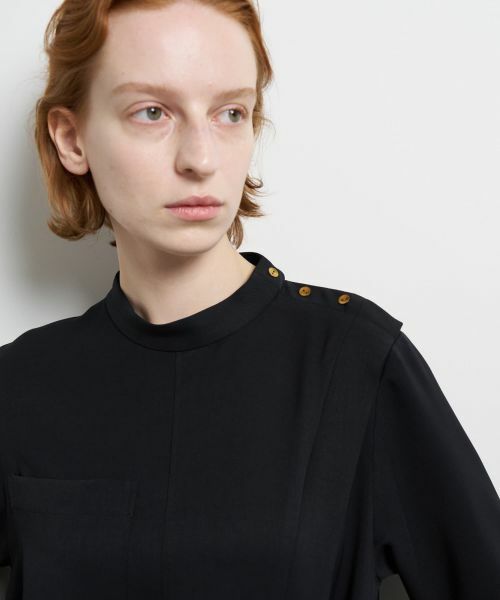 LANVIN en Bleu / ランバン オン ブルー シャツ・ブラウス | シルキーツイルドレープシャツワンピース | 詳細8