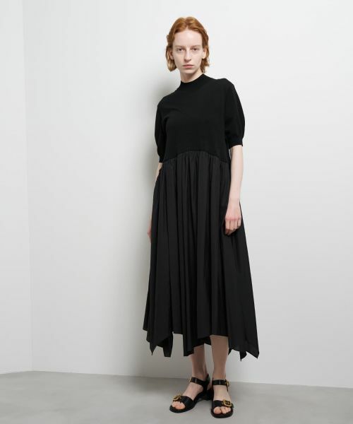 LANVIN en Bleu / ランバン オン ブルー ドレス | ニットドッキングワンピース（ブラック）