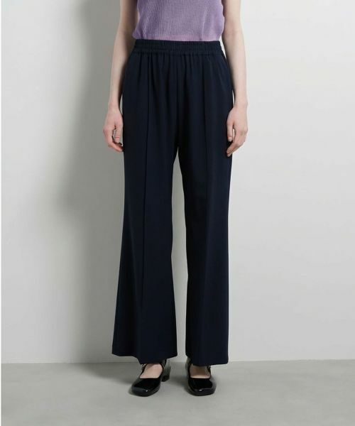 LANVIN en Bleu / ランバン オン ブルー その他パンツ | ストレッチツイルフレアゴムパンツ（ネイビー）