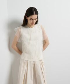 LANVIN en Bleu / ランバン オン ブルー Tシャツ | チュールレイヤードノースリーブカットソー