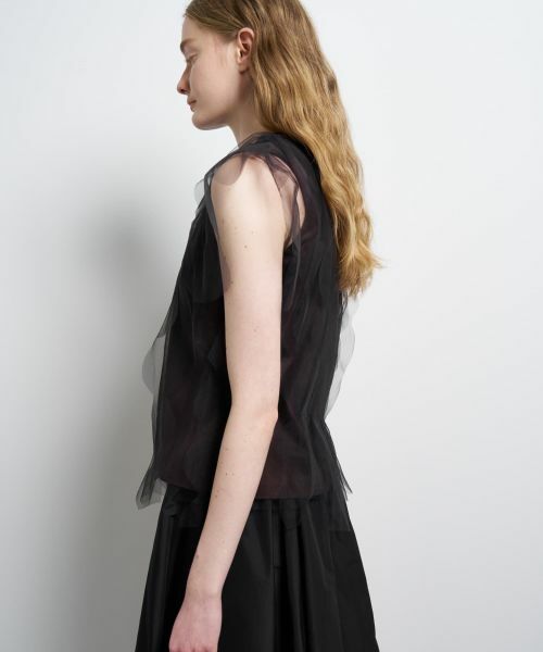 LANVIN en Bleu / ランバン オン ブルー Tシャツ | チュールレイヤードノースリーブカットソー | 詳細10