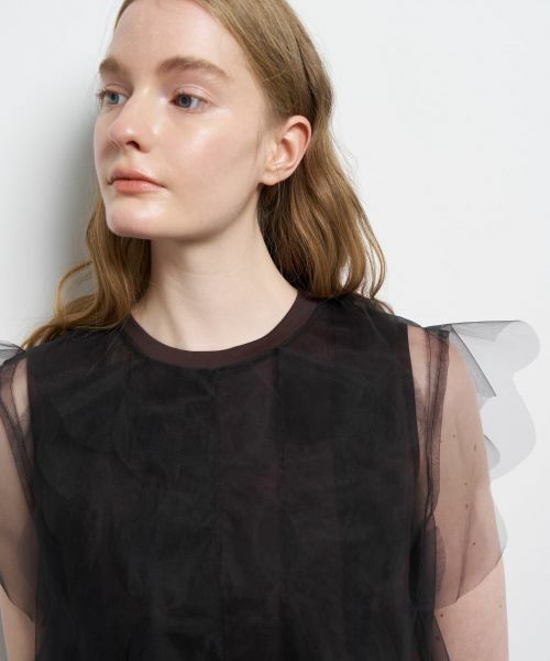 LANVIN en Bleu / ランバン オン ブルー Tシャツ | チュールレイヤードノースリーブカットソー | 詳細12