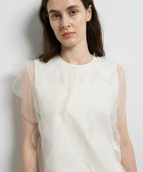 LANVIN en Bleu / ランバン オン ブルー Tシャツ | チュールレイヤードノースリーブカットソー | 詳細4