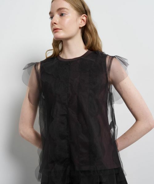 LANVIN en Bleu / ランバン オン ブルー Tシャツ | チュールレイヤードノースリーブカットソー | 詳細9