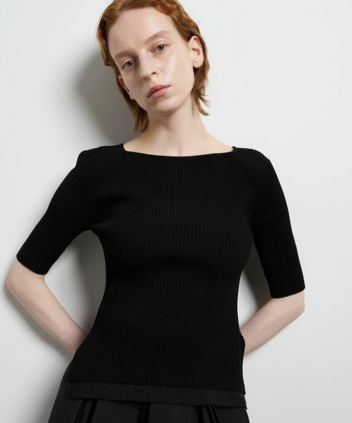 LANVIN en Bleu / ランバン オン ブルー ニット・セーター | スクエアネックリブニット（ブラック）