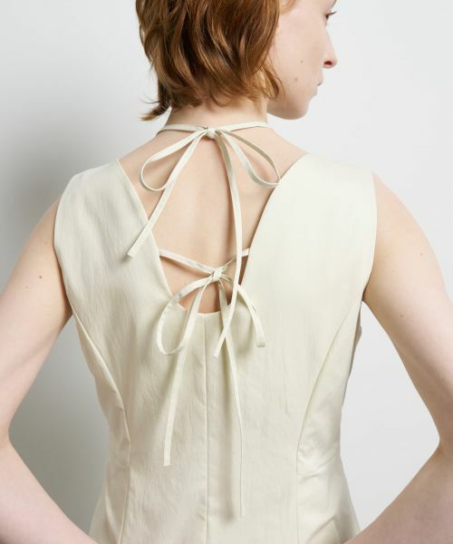 LANVIN en Bleu / ランバン オン ブルー ドレス | 撥水タフタノースリーブワンピース | 詳細4