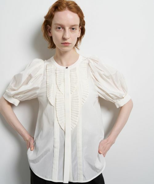 LANVIN en Bleu / ランバン オン ブルー シャツ・ブラウス | トリアセローンパフスリーブブラウス（オフホワイト）