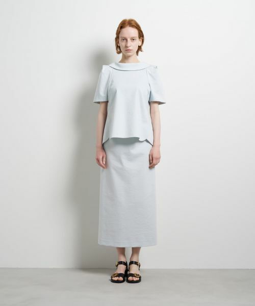 LANVIN en Bleu / ランバン オン ブルー シャツ・ブラウス | コットンコンプレッシャーロールカラーブラウス | 詳細1