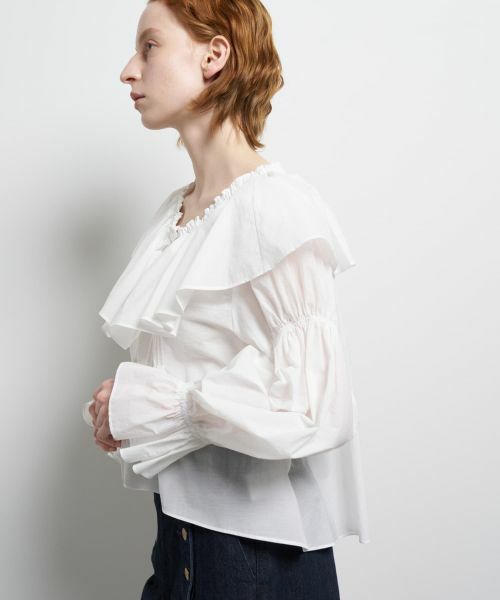 LANVIN en Bleu / ランバン オン ブルー シャツ・ブラウス | ギャザーフリルブラウス | 詳細13