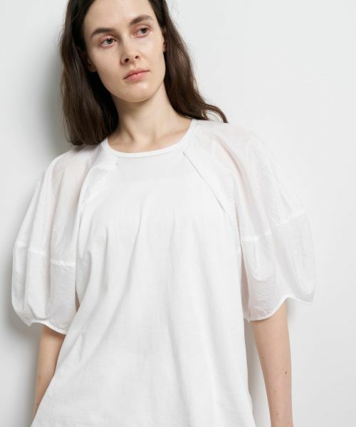 LANVIN en Bleu / ランバン オン ブルー Tシャツ | コクーンスリーブコンビカットソー（オフホワイト）