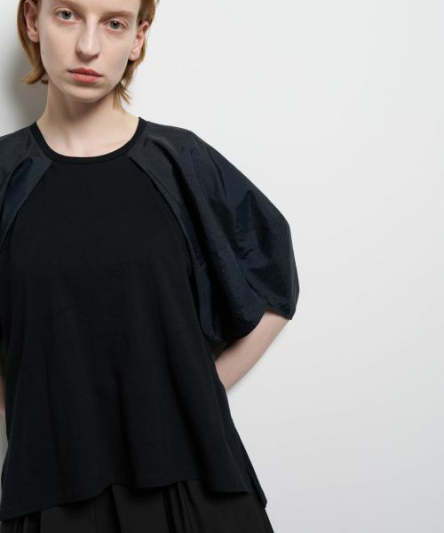 LANVIN en Bleu / ランバン オン ブルー Tシャツ | コクーンスリーブコンビカットソー（ネイビー）