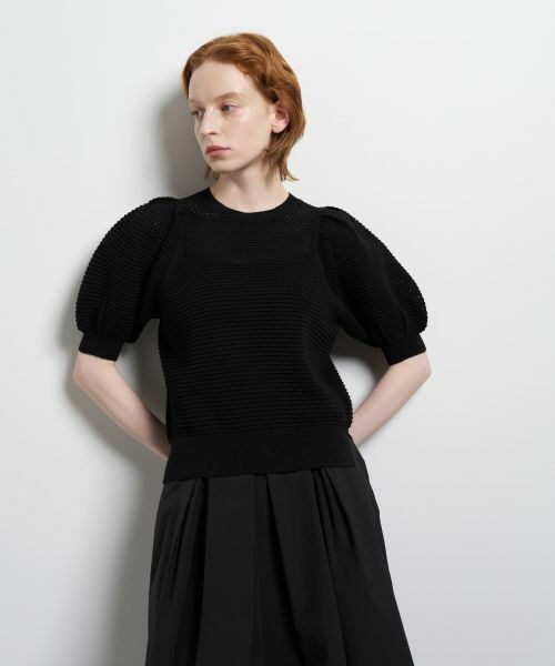LANVIN en Bleu / ランバン オン ブルー ニット・セーター | アイレットパフスリーブニット（ブラック）