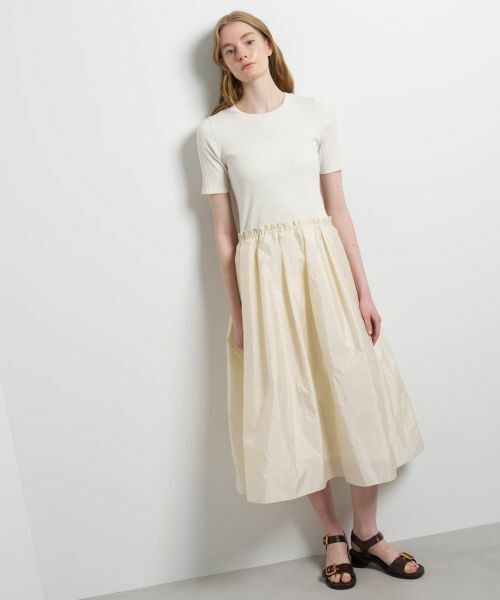 LANVIN en Bleu / ランバン オン ブルー ドレス | タフタコンビカットソーワンピース（オフホワイト）