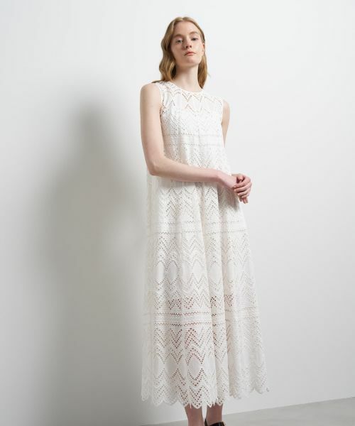 LANVIN en Bleu / ランバン オン ブルー ドレス | エンブロイダリーコットンレースワンピース(オフホワイト)
