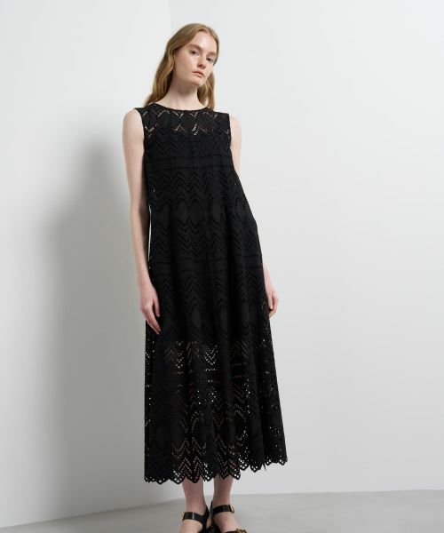 LANVIN en Bleu / ランバン オン ブルー ドレス | エンブロイダリーコットンレースワンピース(ブラック)