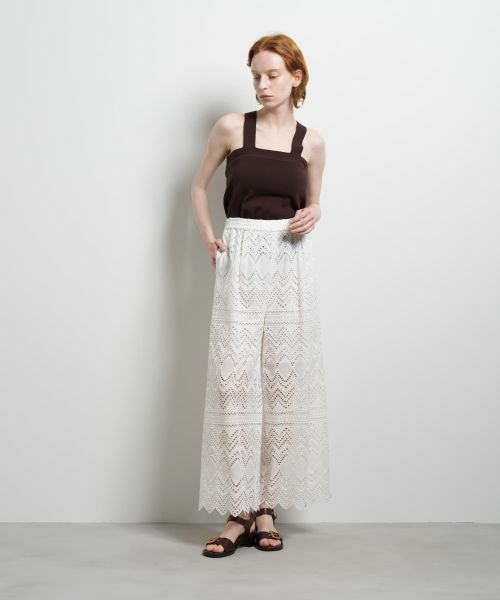 LANVIN en Bleu / ランバン オン ブルー その他パンツ | エンブロイダリーコットンレースパンツ | 詳細1