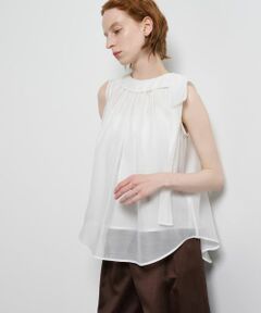 LANVIN en Bleu / ランバン オン ブルー シャツ・ブラウス | オーガンジーネックリボンブラウス