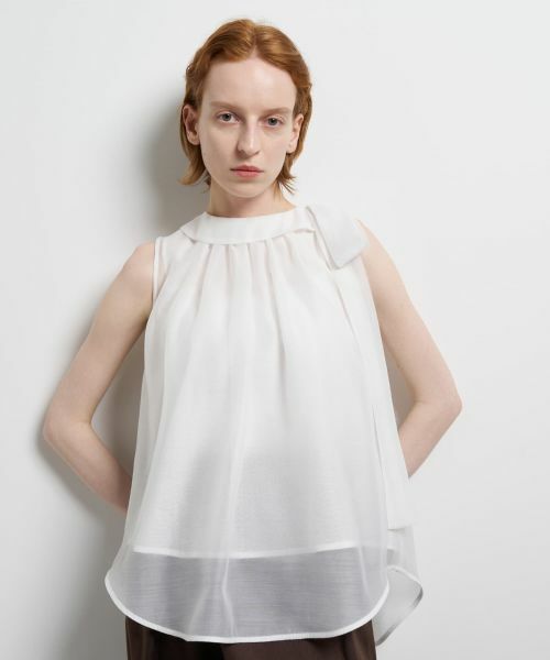 LANVIN en Bleu / ランバン オン ブルー シャツ・ブラウス | オーガンジーネックリボンブラウス | 詳細13