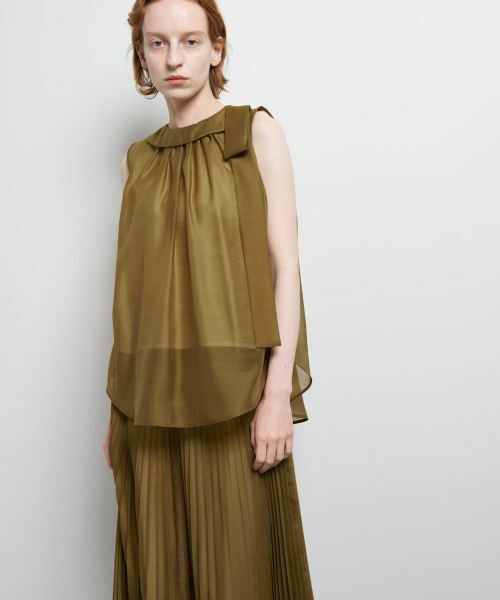 LANVIN en Bleu / ランバン オン ブルー シャツ・ブラウス | オーガンジーネックリボンブラウス（イエロー）