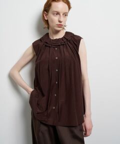 LANVIN en Bleu / ランバン オン ブルー シャツ・ブラウス | トリアセローンノースリフリルブラウス