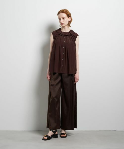 LANVIN en Bleu / ランバン オン ブルー シャツ・ブラウス | トリアセローンノースリフリルブラウス | 詳細1