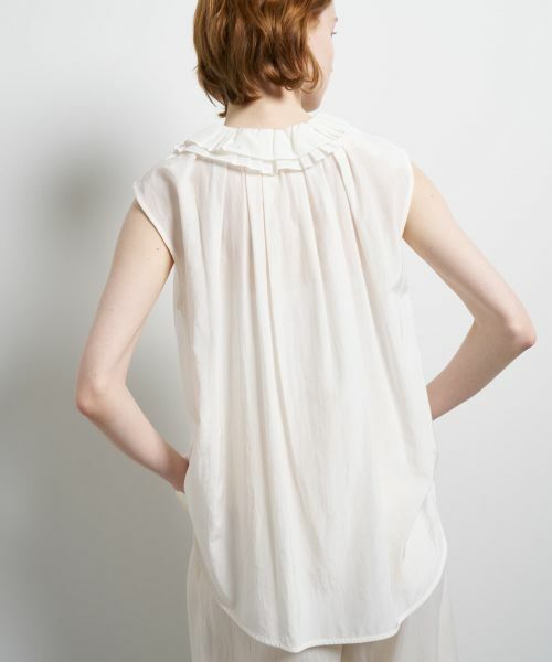 LANVIN en Bleu / ランバン オン ブルー シャツ・ブラウス | トリアセローンノースリフリルブラウス | 詳細14